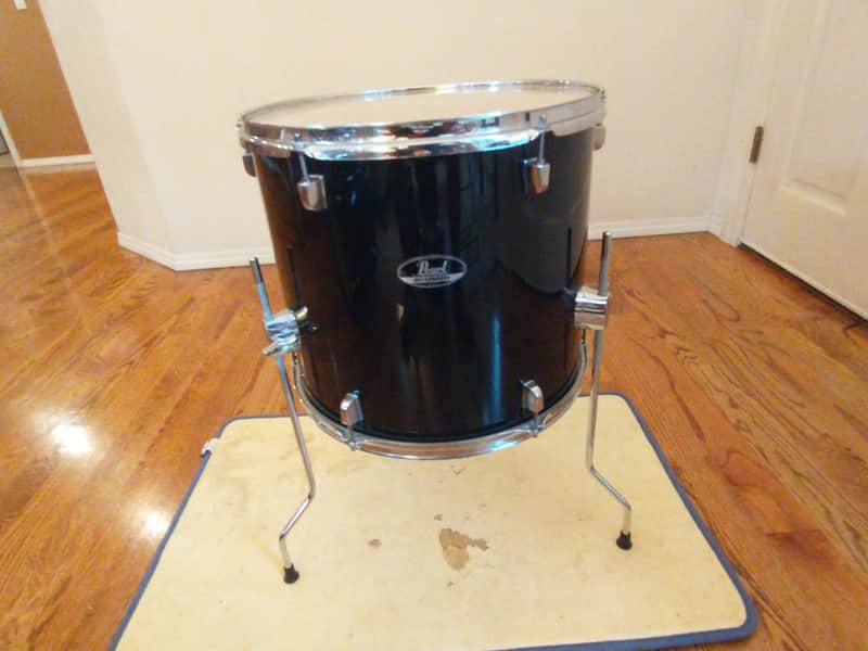 Pearl Roadshow 16 round x 14 floor tom on legs gloss black excellent condition image 1