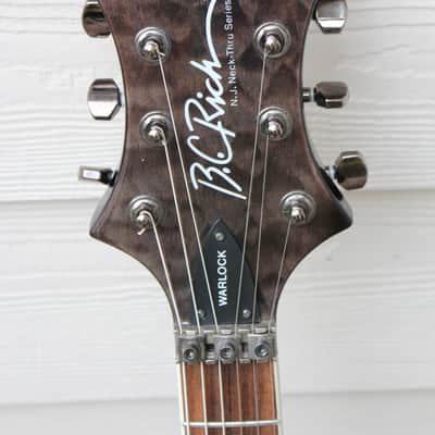 B.C. Rich Warlock N.J. Neck Thru Series Korea Guitar Translucent Black Quilt Top + Hard Case image 12