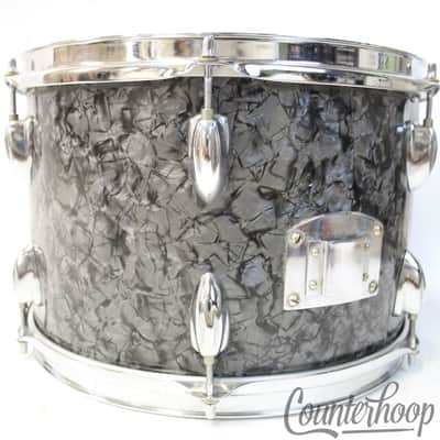 MIJ 13x9"Tom Drum BDP Japan 3Ply+Rings Clip Mount Vintage60s Black Diamond Pearl image 3