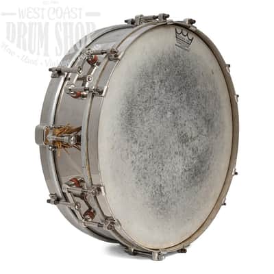 Vintage Maximilian A. Wintrich 4x14 Nickel Plated Snare Drum with Gut Wires, Patent, and Case image 2