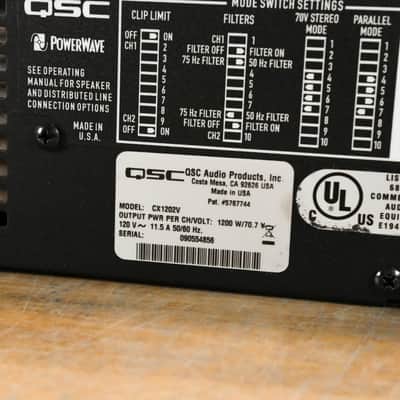 QSC CX1202V 1200W 70V 2-Channel Power Amplifier CG011Z0 image 10