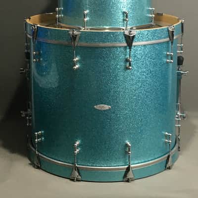 C&C Custom Drum Set Cardwell Drums USA Order Made 10/14/22 CC Rock Kit Turquoise Sparkle American Maple Shells Tube Lugs image 24