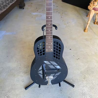 National Reso-phonic Tricone Polychrome Acoustic Guitar Black + Case image 3