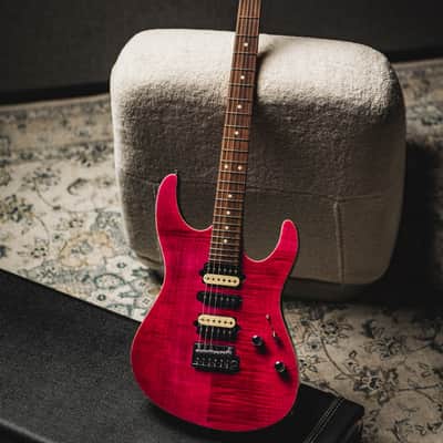 Suhr Dealer Select Limited Run Modern HSH FMT-Magenta Pink Stain w/Black Headstock image 2