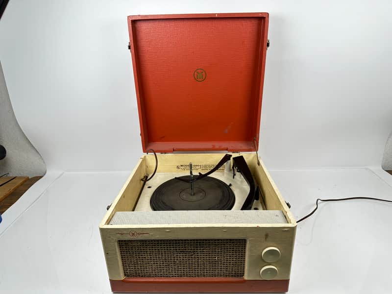 Vintage Voice of Music Record Player Model 1260 tube speaker portable retro image 1