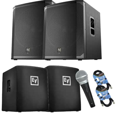 (2) Electro-Voice ELX200-18SP, (2) ELX200-18SP Cover, (1) PG48 Mic, (2) XLR cables Bundle image 1