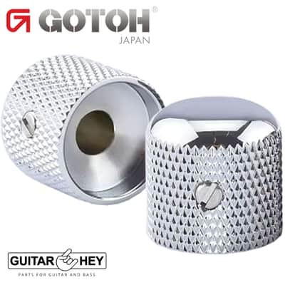 NEW (2) Gotoh VK1-19 - Control Knob - DOME - Bass Guitar 6mm hole METAL - CHROME