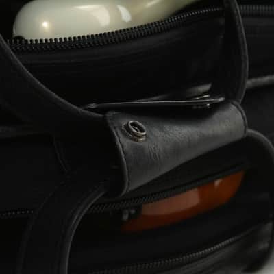 Harvest Fine Leather Black Buffalo & Canvas Gig Bag for Two Electric Bass Guitars image 23