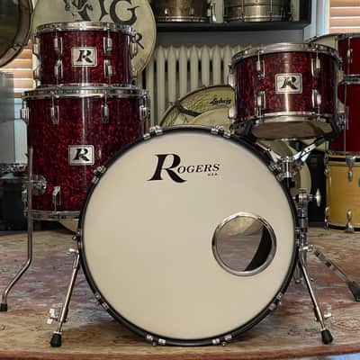 1970's Rogers XP8 Red Diamond Pearl 12/13/16/22 Big R Drum Kit image 24