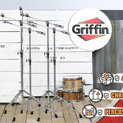 GRIFFIN Cymbal Boom Stands (Percussion TiltPro X Edition) 4 Pack – Double Braced Chrome Tripod Hardware for Drummers – Heavy-Duty Mount for Crash, Ride & Splash image 10