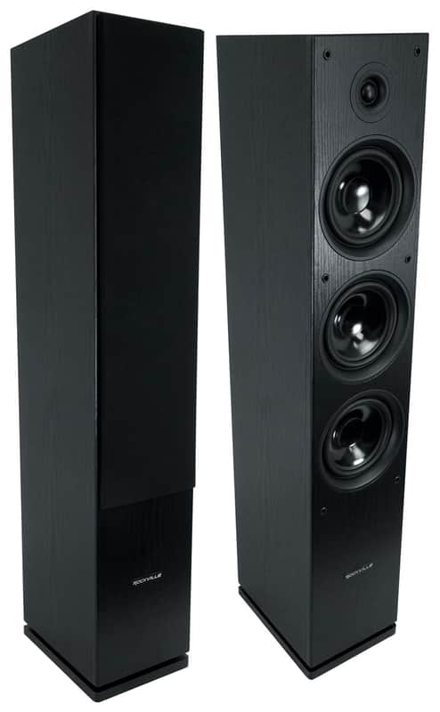 (2) Rockville RockTower 68B Black Home Audio Tower Speakers Passive 8 Ohm image 1