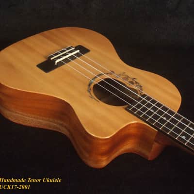 Handmade Tenor Ukulele, Solid Spalted Rosewood & Spruce, May Lily Floral Inlay, Soft-bag, Bruce Wei UCK17-2001-1 image 3