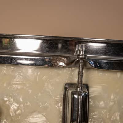 Vintage Rogers White Marine Pearl Drum Set 14x24 9x13 16x16 and 16x18 image 21