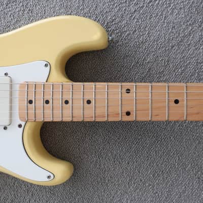 Vintage 1980 Lotus Hondo 2 PU Strat Shape Hardtail Faded Yellow 8.5+ Condition Fender Bullet Clone image 4