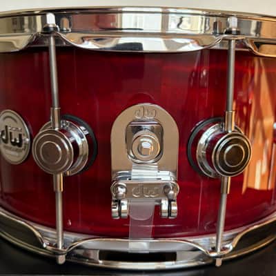 DW Collector’s Series 333 Maple 6.5x14” Snare Drum 2024 - Black Cherry Stain Lacquer over vertical Makore Exotic w/ Chrome Hardware image 3