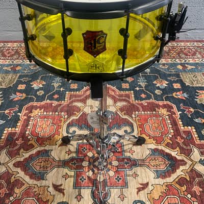 SJC Josh Dun Torch Snare Drum 6.5x14 Yellow Acrylic Shell w/ Black Hardware image 4