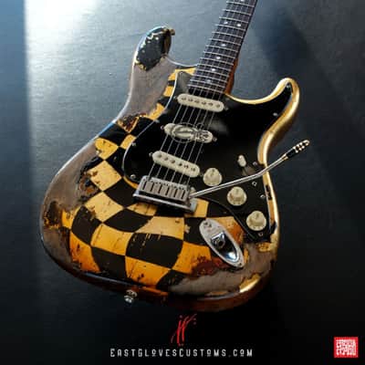 Fender American Stratocaster 60th Anniversary Diamond Edition Stratocaster Distorted Checker with Gold Leaf Aged Relic 1of1 by East Gloves Customs [Discounted by $400 Off for Limited Time Only!] image 1