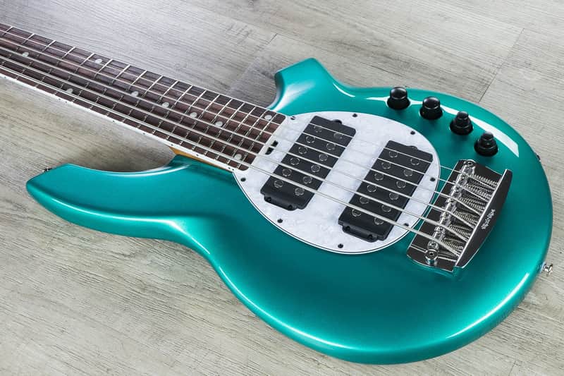 Ernie Ball Music Man BFR Bongo 6 HH 6-String Bass Rosewood Board Grabber Green image 1