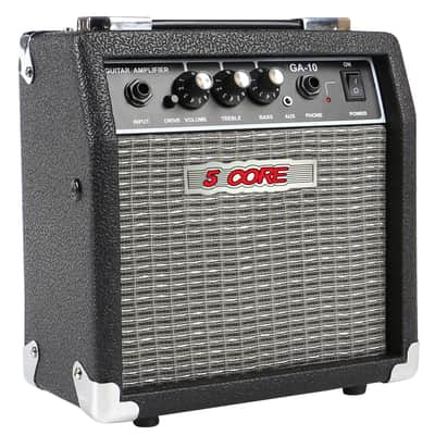 5 Core Guitar Amplifier 10 Watt Electric and Acoustic Amp for Practice with Inbuilt Speaker Aux Input Volume Bass Treble Control Amp GA 10 BLK image 1