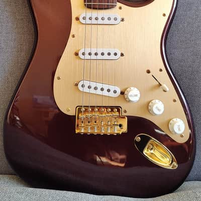 Custom Squier 40th Anniversary Gold Edition Stratocaster - Ruby Red Metallic, 100% Rosewood Neck (2022) image 1