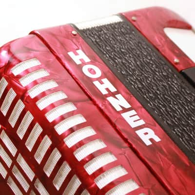 Hohner Student 120 Accordion in Red Pearloid w/ Case image 8