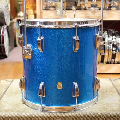 1960s Ludwig Downbeat Outfit in Sparkling Blue Pearl 14x20 8x12 14x14 image 10