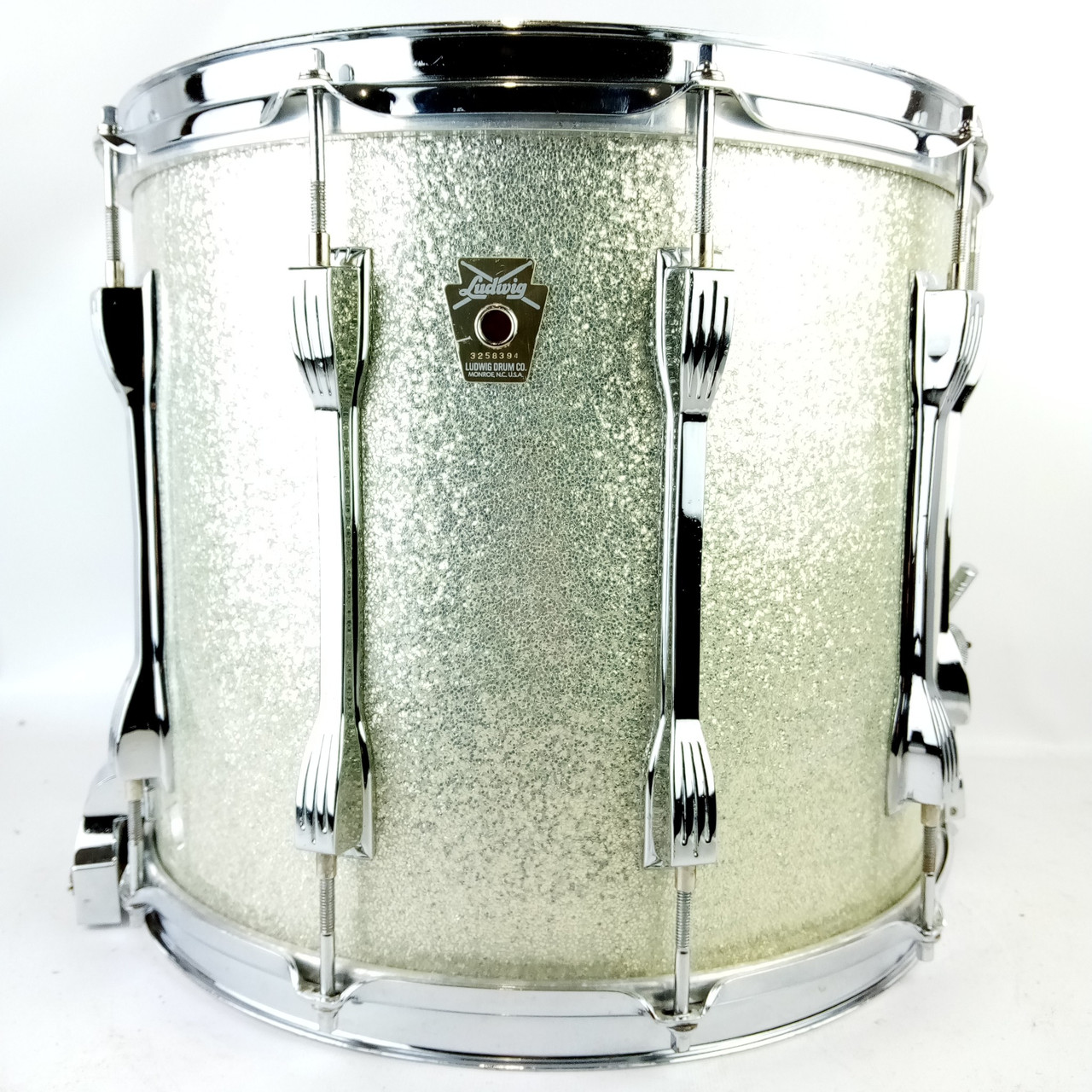 Ludwig 12x14"Monroe Silver Sparkle Marching Parade Snare Drum 6Ply Maple Classic — main photograph