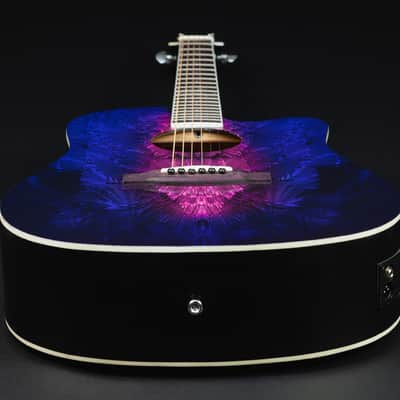 Lindo Swallow V2 Nylon Strings Electro Acoustic Guitar | Dreamcatcher 12th Fret Inlay | Purple Pink Burst | Luminlays image 9