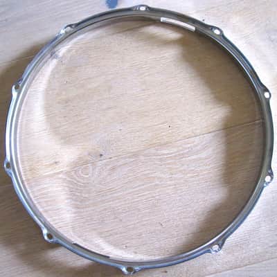 14" 10-Lug Triple-Flanged Snare Side Hoop Rim Chrome NOS image 4