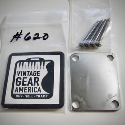 Fender American Standard Neck Plate with Screws Authentic Vintage Guitar Part Circa-2000s-Chrome image 2