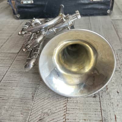 J.W. York & Sons “New Model Monarch” Cornet — c. 1908 — Silver Plate — Serial #18143 — Original Case, Mouthpiece & Maker’s Sash image 11