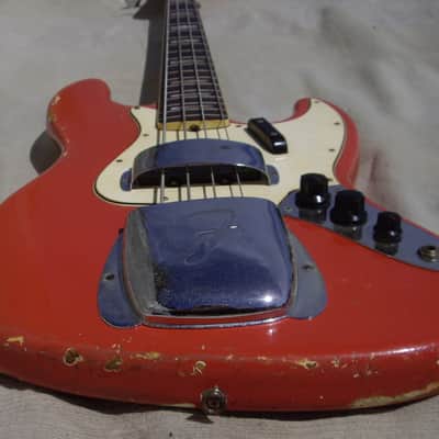 Fender Jazz Bass 1966 - Fiesta Red Matching Headstock image 3