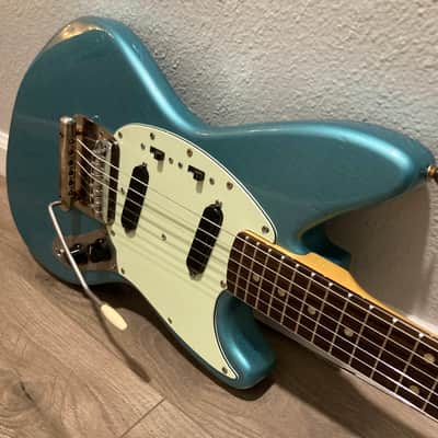 Fender/Warmoth Jag-Stang (w/ Contours) - Teal Green Metallic RELIC by Copacetic Customs image 6