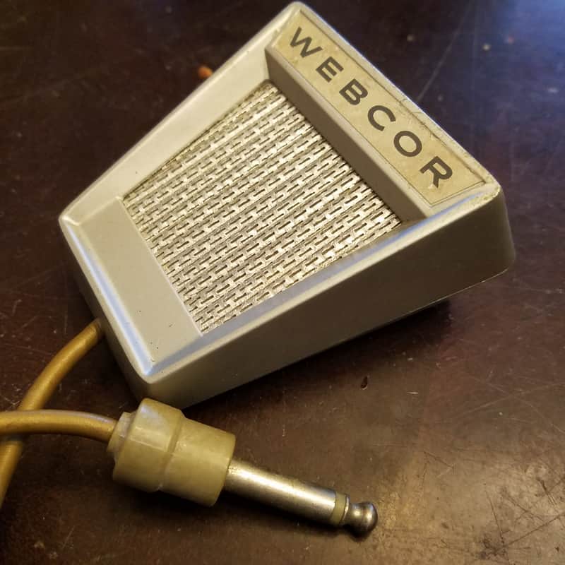 Webcor A-2945-1 Crystal Harp Mic Space-Age MCM 1950s Grey Steel & Silver Foil Grille image 1