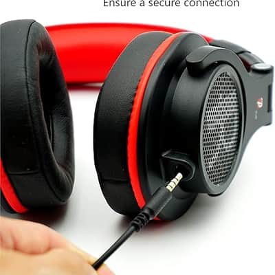 Over Ear Headphone, Wired Bass Headset with 40mm Driver, Foldable Lightweight Headphones with Shareport and Mic for Recording Monitoring Mixing Podcast Guitar PC TV (Black Red) image 2