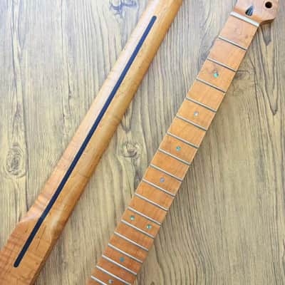 Roasted Maple Telecaster Tele Style Guitar Neck, 22 Frets, Maple Fingerboard, Reversed Head image 3