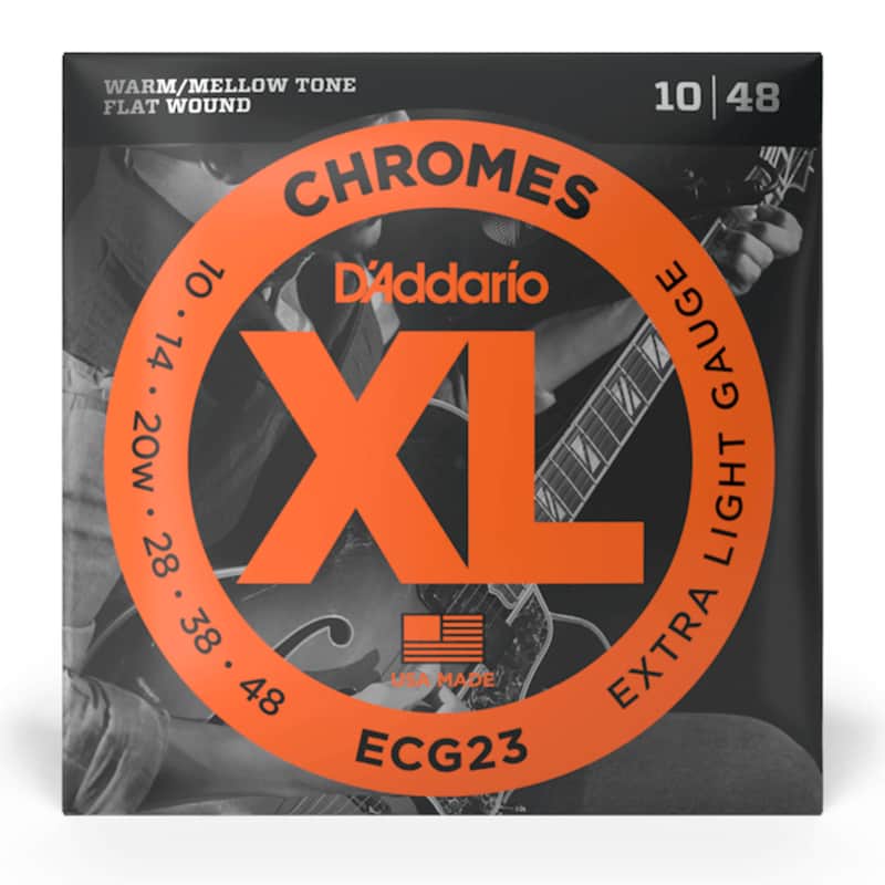 D'Addario ECG23 XL Chromes Flatwound Electric Guitar Strings, Extra Light Gauge image 1