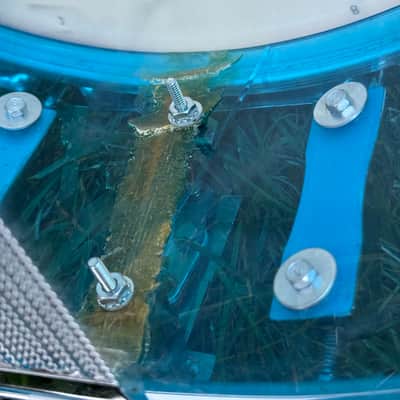 Vintage Ludwig Vistalite 14x5 Blue Acrylic Snare Drum – 1970s (Cracked) image 10