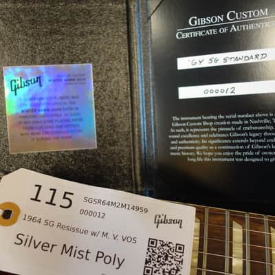Gibson 1964 SG Standard Reissue Meastro Vibrola VOS Silver Mist Poly imagen 8