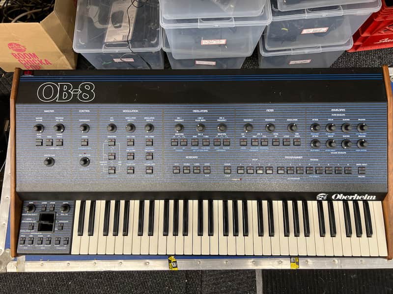 Oberheim OB-8 61-Key 8-Voice Synthesizer 1983 - Blue with Wood Sides image 1