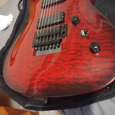 Agile Septor 7 string Floyd, Seymour Duncan Blackouts Transparent red in a thick soft case bottle protection box image 1