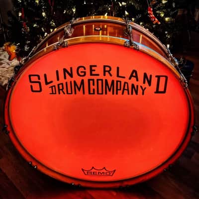 Slingerland No 608 10X28 Parade King 3 Ply Mahogany Scotch Separate Tension Bass Drum 1956 - Mahogany image 2