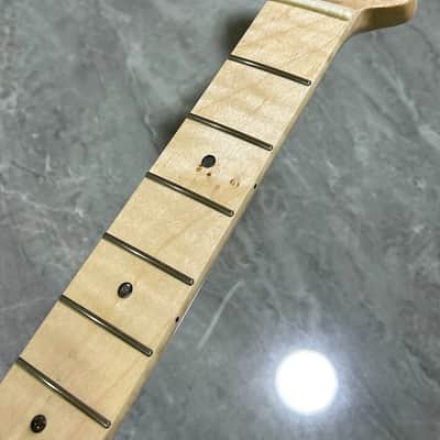Left hand Stainless 22 Frets gloss flame maple electric guitar neck parts image 1