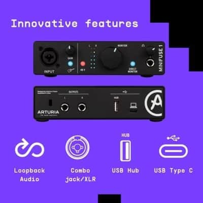 Arturia - MiniFuse 4 - Compact USB Audio & MIDI Interface with Creative Software for Recording, Production, Podcasting, Guitar - Black image 11