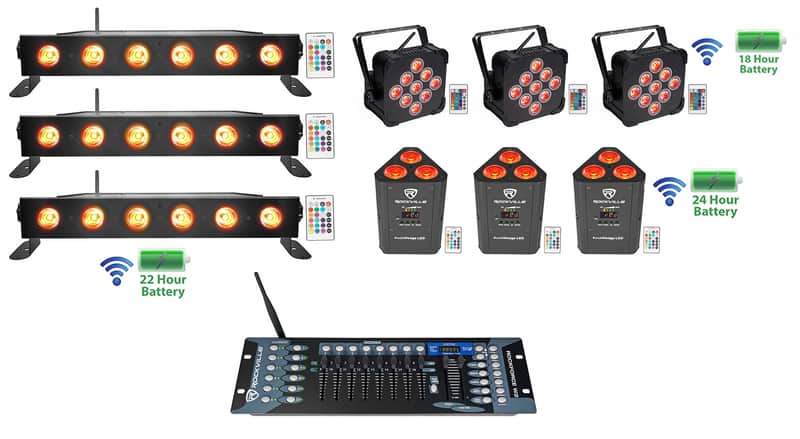 3 Rockville BEST PAR+BEST STRIP+ROCKWEDGE Wireless DMX Battery Lights+Controller image 1
