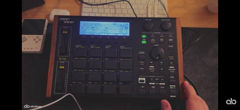 Akai MPC1000 Custom Full black, White LCD, Battery powered image 1