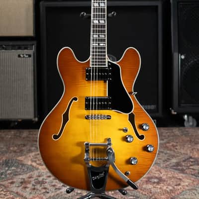 Eastman T486B-GB Thinline Semi-Hollow Electric Guitar - Goldburst with Hardshell Case image 3