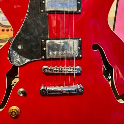 Vintage Guitar  VINTAGE LVSA500CR Red LEFT HANDED Zurda Thin Line SEMI ACOUSTIC GUITAR    Cherry Red image 18