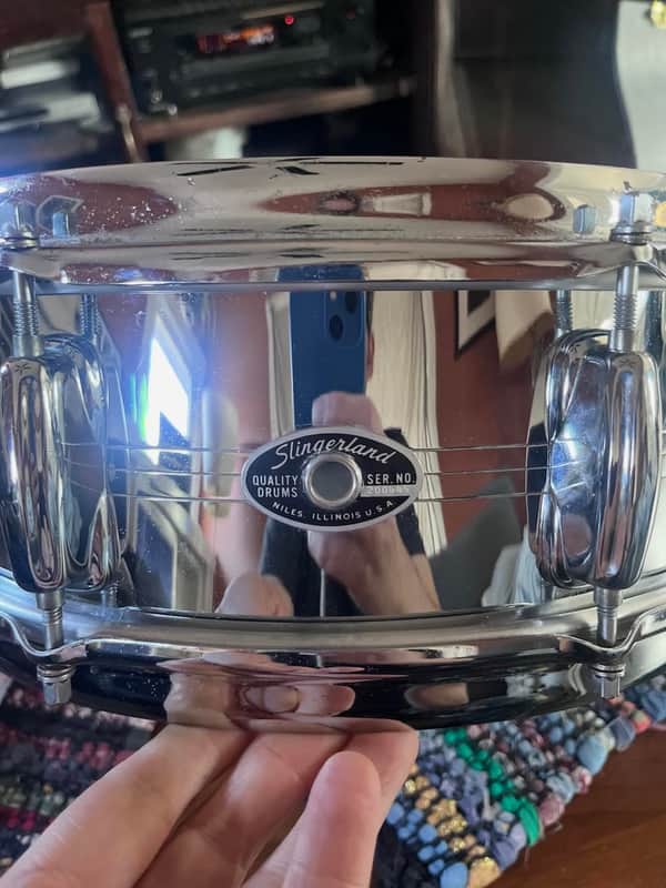 Slingerland No. 130 Gene Krupa Sound King 5x14" 8-Lug Chrome Over Brass Snare Drum with Zoomatic Strainer