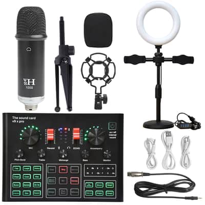 V8s Sound Card Suit Mobile Phone Sound Card Microphone Microphone Bracket Fill Light Sound Card Full Set Of Equipment image 13